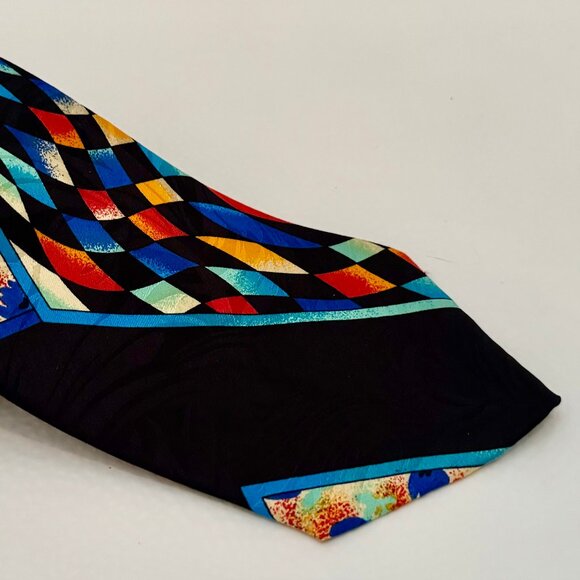 NECKTIE ELECTRIC BRITES COLORFUL BOLD COLORS GEOMETRIC PATTERN, MINT! - Picture 2 of 6